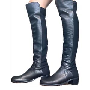 Stuart Weitzman 50/50 Over the Knee Boots - Size 7 (38) - BLACK - 0” Heel